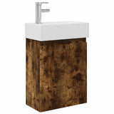 Bathroom Vanity Unit with Tap Smoked Oak 45.5 x 22.5 x 84 cm 889446
