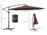 3m Hanging Umbrella Parasol-Coffee T3398P323918