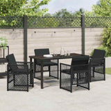 Garden Dining Set 5 pcs Black Poly Rattan 3380622