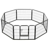 Dog Playpen 8 Panels Steel 80x60 cm Black 170572