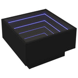 ZNTS Coffee Table with LED Black 50x50x30 cm Engineered Wood 847505