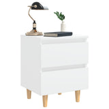 Bed Cabinet with Solid Pinewood Legs White 40x35x50 cm 805851