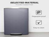 50L Kitchen Bin with Soft-Close Lid and Stay-Open Function, Stainless Steel Pedal Bin with Removable T3398P424976