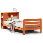 ZNTS Bed Frame without Mattress Wax Brown 90x200 cm Solid Wood Pine 3309904