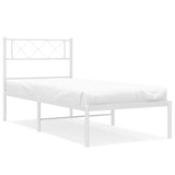 Metal Bed Frame without Mattress with Headboard White 100x190cm 372320