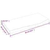 Bathroom Countertop Light Brown 60x30x2 cm Treated Solid Wood 3156101