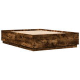Bed Frame with LED without Mattress Smoked Oak 140x200 cm 3209615