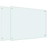 Kitchen Backsplashes 2 pcs White 80x60 cm Tempered Glass 3315788