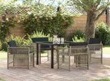 Garden Dining Set 5 pcs Light Grey Poly Rattan 3380789