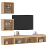 5 Piece TV Wall Units with LED Sonoma Oak Engineered Wood 3216699