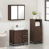 3 Piece Bathroom Furniture Set Brown Oak Engineered Wood 3300959