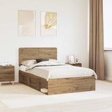Bed Frame Artisian Oak 135 x 190 cm Solid Pine Wood 3412505