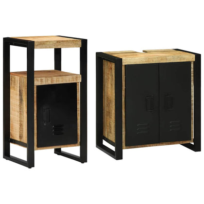 Bathroom Furniture Set 2 pcs Brown Soild rough mango wood 3305600