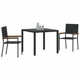 Garden Dining Set 3 pcs Black Poly Rattan 3365384