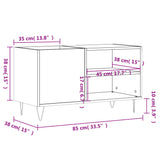 ZNTS Record Cabinet White 85x38x48 cm Engineered Wood 831700