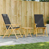 3 Piece Folding Bistro set with Dark Grey Cushions Bamboo 3208932