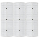 Room Divider 6 Panels White Solid Wood Paulownia 358795