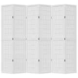 Room Divider 6 Panels White Solid Wood Paulownia 358795