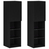 TV Cabinet Set with LED 2 pcs Black Oak 30.5 x 30 x 102 cm 862199