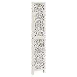 Room Divider 4 Panels White Solid Wood Paulownia 358739