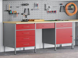Work Cabinet with Drawer 3 pcs Red Engineered Wood and Steel 3321379