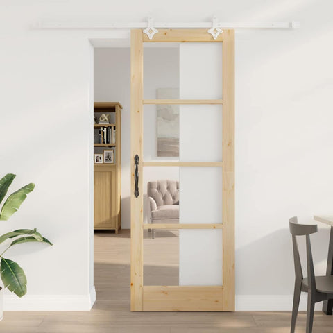 Sliding Door Manual Brown 78 x 211 cm Wood and metal 3332245