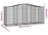 Arched Gabion Baskets 9 pcs 200x50x120/140 cm Galvanised Iron 3145668