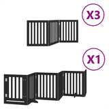 Dog Gate with Door Foldable 15 Panels Black 750 cm Poplar Wood 3155655