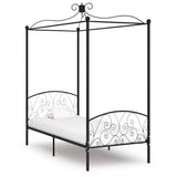 Canopy Bed Frame without Mattress Black Metal 100x200 cm 284475