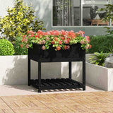 Planter with Shelf Black 82.5x82.5x81 cm Solid Wood Pine 823798