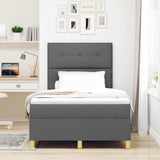 Box Spring Bed with Headboard Dark grey 120 x 190 cm Fabric 3339603