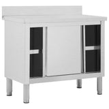 ZNTS Work Table with Sliding Doors 100x50x cm Stainless Steel 51050