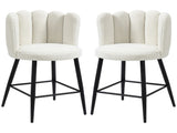 Bar Stools Set of 2, Faux Cashmere Upholstered Breakfast Bar Chairs, Modern Kitchen Stools with T3398P341398