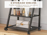 Free Standing Dressing Mirror, Rolling Full Length Mirror on Wheels with Adjustable Angle, Storage T3398P343255