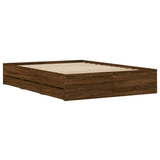 Bed Frame with Drawers without Mattress Brown Oak 135x190 cm Double 3207314