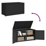 Garden Storage Cabinet Black 110x55x60.5 cm Poly Rattan 365567