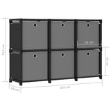 322607 6-Cube Display Shelf with Boxes Black 103x30x72,5 cm Fabric