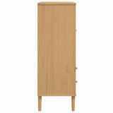 Highboard SENJA Rattan Look Brown 90x40x112cm Solid Wood Pine 358052