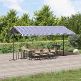 Free Standing Awning Blue and White 500x300 cm Fabric and Steel 368933