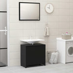 ZNTS 3 Piece Bathroom Furniture Set Black Engineered Wood 3056926