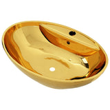 Wash Basin with Overflow 58.5x39x21 cm Ceramic Gold 143476