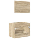 Bathroom Furniture Set with Drawer Sonoma Oak Engineered Wood 876034