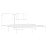 ZNTS Metal Bed Frame with Headboard White 160x200 cm 373939