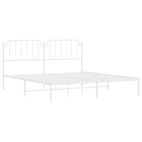 ZNTS Metal Bed Frame with Headboard White 160x200 cm 373939