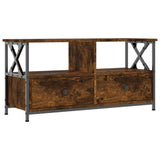 TV Cabinet Smoked Oak 90x33x45 cm Engineered Wood&Iron 831795