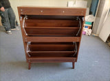 80cm Walnut Shoe Storage Cabinet,Medieval Modern Independent Shoe Cabinet, Fence Shoe Cabinet with 2 W6296P537669