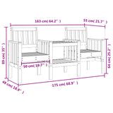 Garden Bench with Table 2-Seater Solid Wood Pine 825149