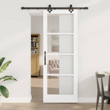 Sliding Door White 78 x 211 cm Solid Pine Wood and Glass 3332274