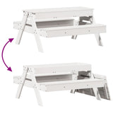 Picnic Table with Sandpit for Kids White Solid Wood Pine 832593