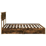 Storage Bed with Drawer Smoked Oak 180 x 200 cm Engineered Wood 3409896